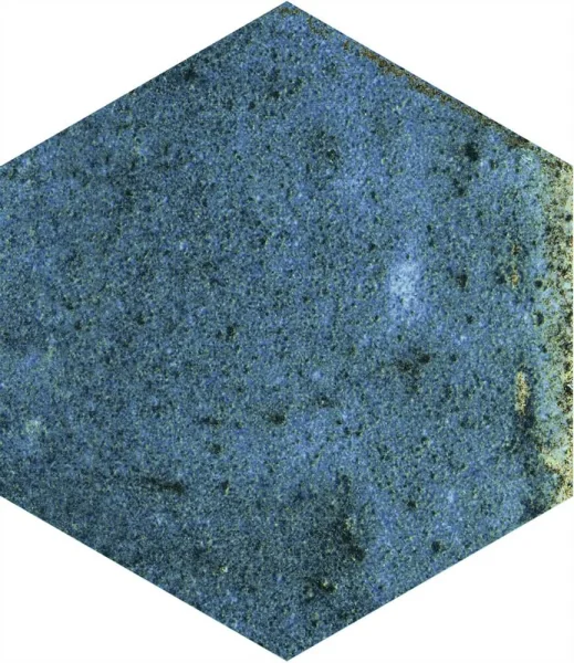 European Tiles Artisan Hex Blue Porcelain Gloss Wall & Floor Tile 11.8x10.2cm