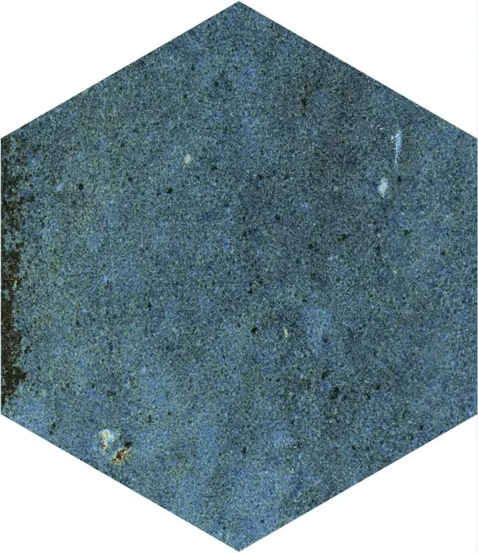European Tiles Artisan Hex Blue Porcelain Gloss Wall & Floor Tile 11.8x10.2cm detail view - Image 3