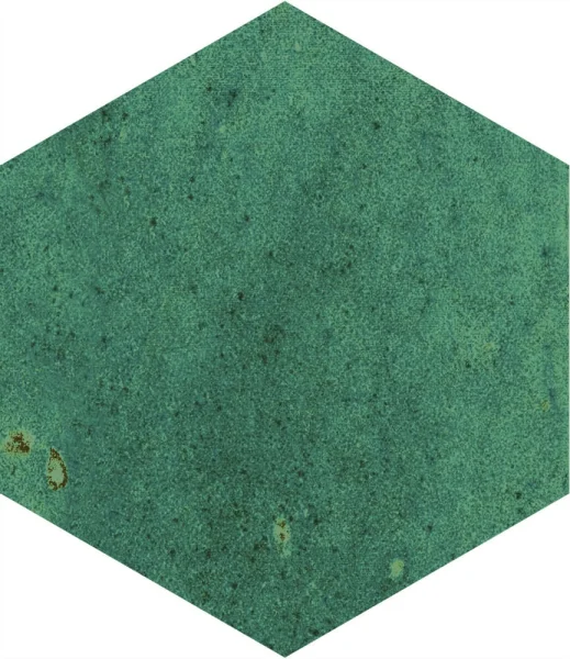 European Tiles Artisan Hex Olive Porcelain Gloss Wall & Floor Tile 11.8x10.2cm