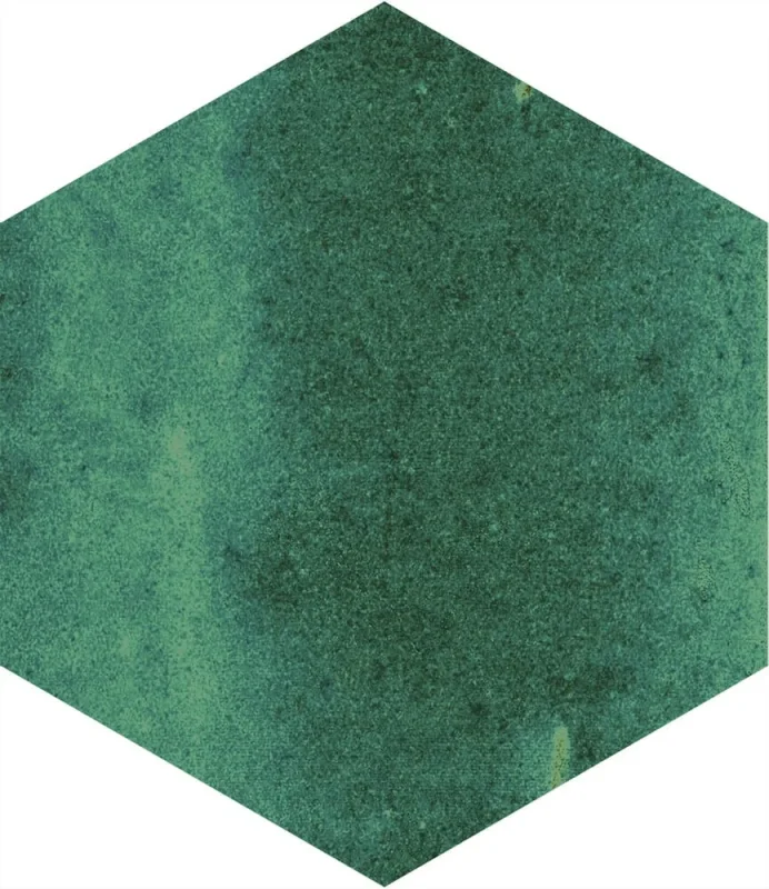 European Tiles Artisan Hex Olive Porcelain Gloss Wall & Floor Tile 11.8x10.2cm detail view - Image 2