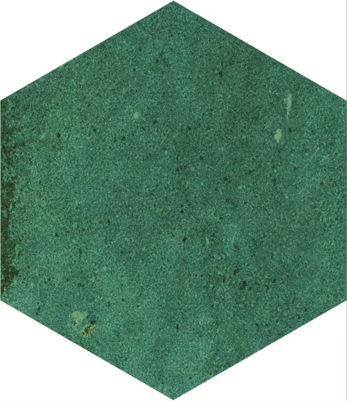 European Tiles Artisan Hex Olive Porcelain Gloss Wall & Floor Tile 11.8x10.2cm detail view - Image 3