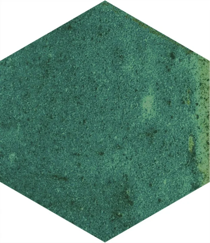 European Tiles Artisan Hex Olive Porcelain Gloss Wall & Floor Tile 11.8x10.2cm detail view - Image 5