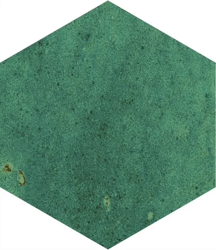 European Tiles Artisan Hex Olive Porcelain Matt Wall & Floor Tile 11.8x10.2cm detail view - Image 3