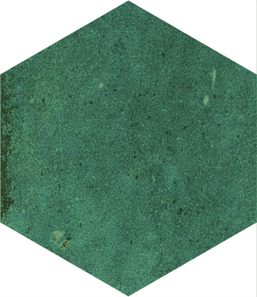 European Tiles Artisan Hex Olive Porcelain Matt Wall & Floor Tile 11.8x10.2cm