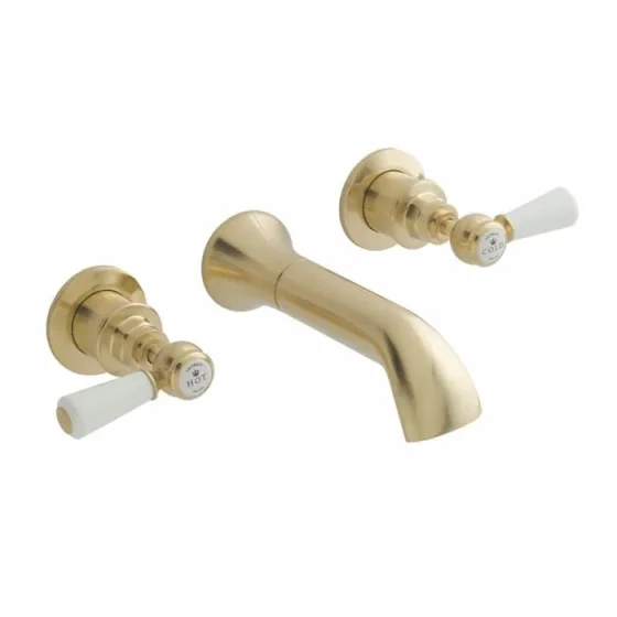 Bc Designs Victrion Lever 3th Wall Basin Filler Brushed Gold product image - Image 1
