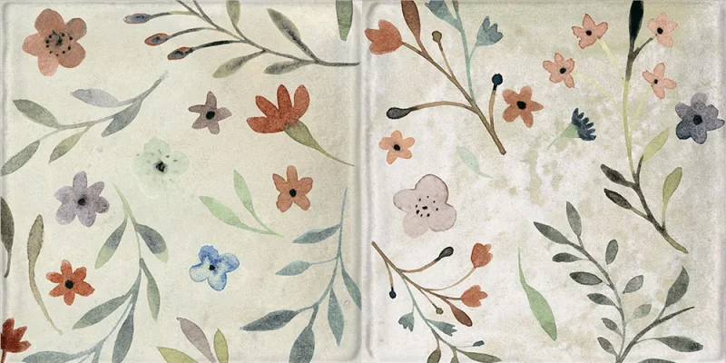 European Tiles Island Floral Decor Porcelain Matt Tile 10x20cm product image - Image 1