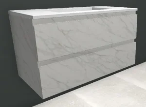 Faeber Mode 900mm 2 Drawer Basin Vanity Unit Bianco Carrara Stone