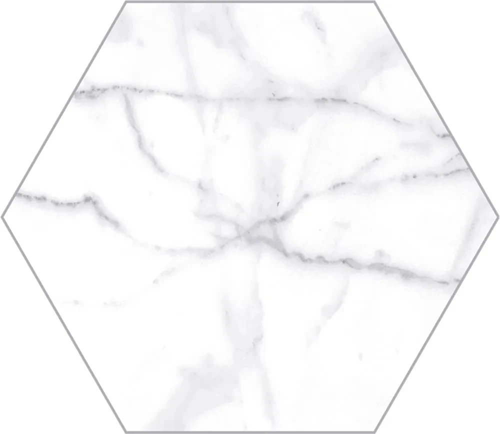 European Tiles Hex Carrara Gloss Shaped Marble Glossy Wall Tiles 15 x 17.3