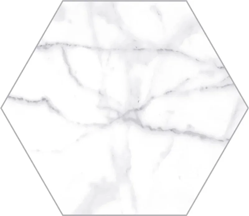 European Tiles Hex Carrara Gloss Shaped Marble Glossy Wall Tiles 15 x 17.3 product image - Image 1
