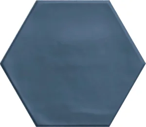 European Tiles Cuba Hex Navy Matt Porcelain Floor and Wall Tile 15x17.3cm