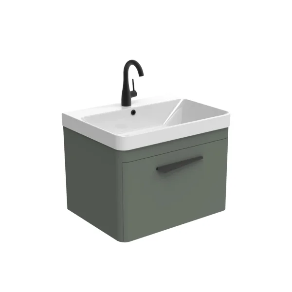 Saneux Hyde 60cm 1 Drawer Wall Mounted Unit - Matte Sage