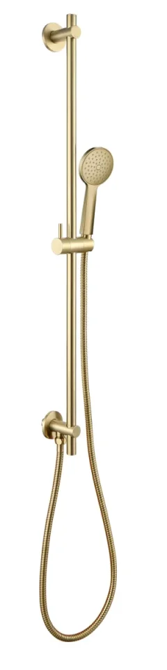 Just Taps Vos Slide Rail With Round Shower Handle And Hose Brushed Brass product image - Image 1