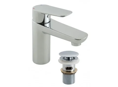 Vado Photon Mono Basin Mixer Smooth Bodied Single Lever Deck Mounted With Universal Waste And Honeycomb Flow Regulator Chrome detail view - Image 2