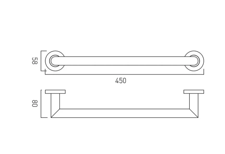 Vado Spa Grab Rail 450mm (18") Chrome technical drawing - Image 2