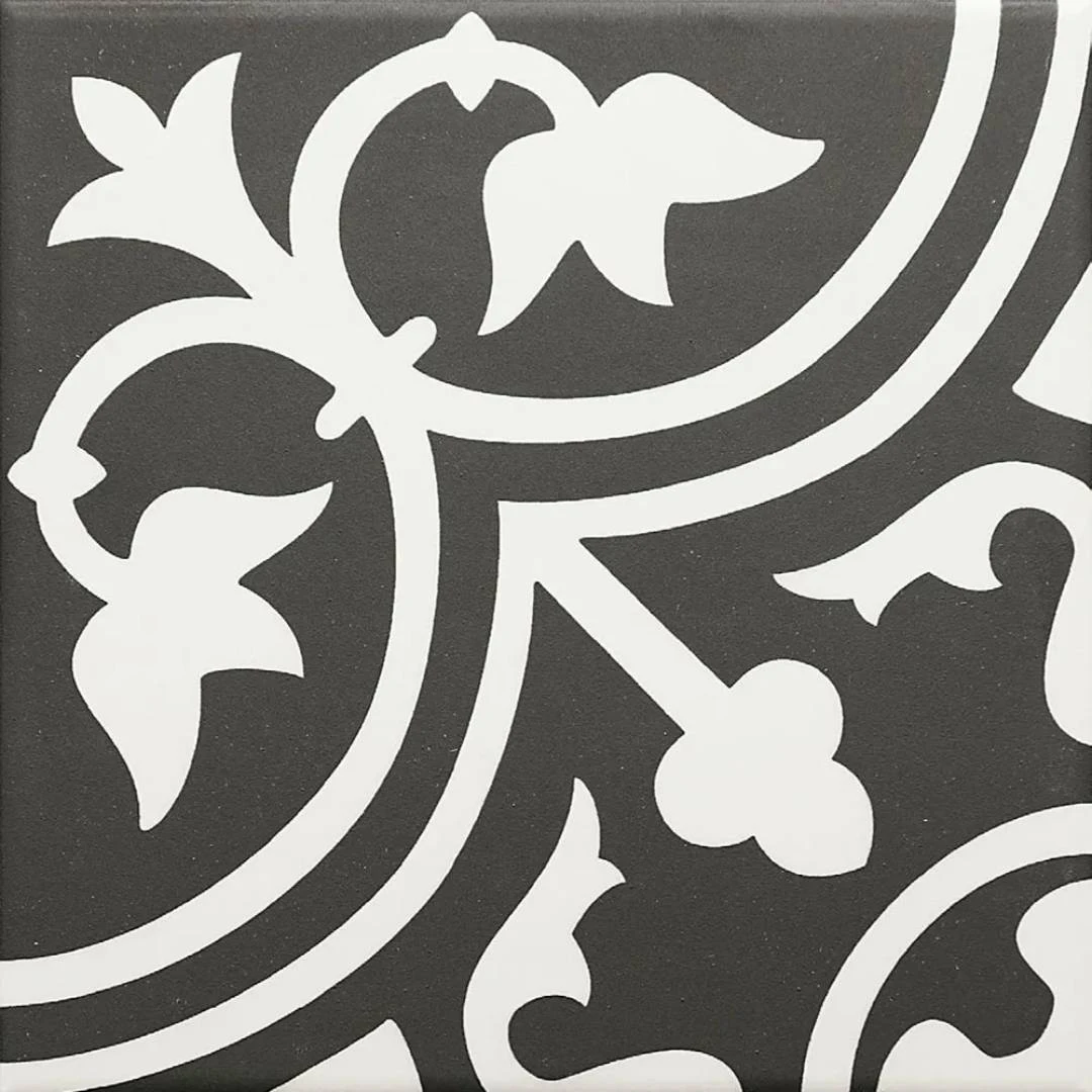 European Tiles Navona Black & White Patterned Matt 20x20cm Tile