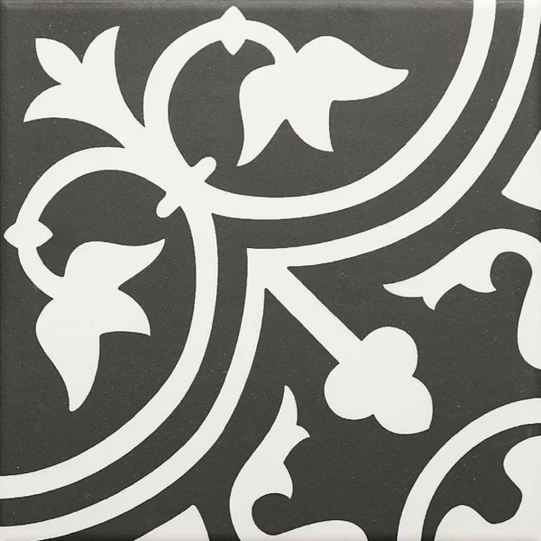 European Tiles Navona Black & White Patterned Matt 20x20cm Tile
