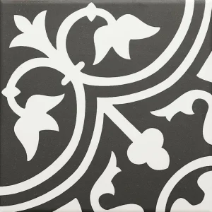 European Tiles Navona Black & White Patterned Matt 20x20cm Tile