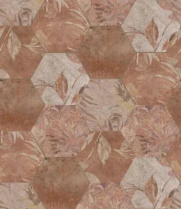 European Tiles Cotto Floral Decor Terracotta Matt Porcelain Hex Floor Tile 15x17.3cm