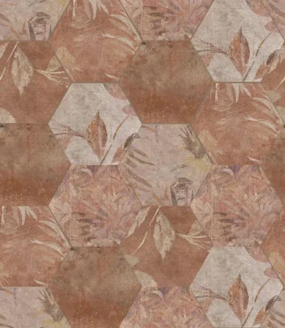 European Tiles Cotto Floral Decor Terracotta Matt Porcelain Hex Floor Tile 15x17.3cm product image - Image 1