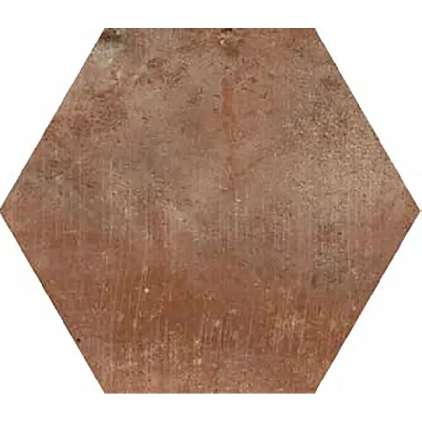 European Tiles Cotto Floral Decor Terracotta Matt Porcelain Hex Floor Tile 15x17.3cm detail view - Image 3