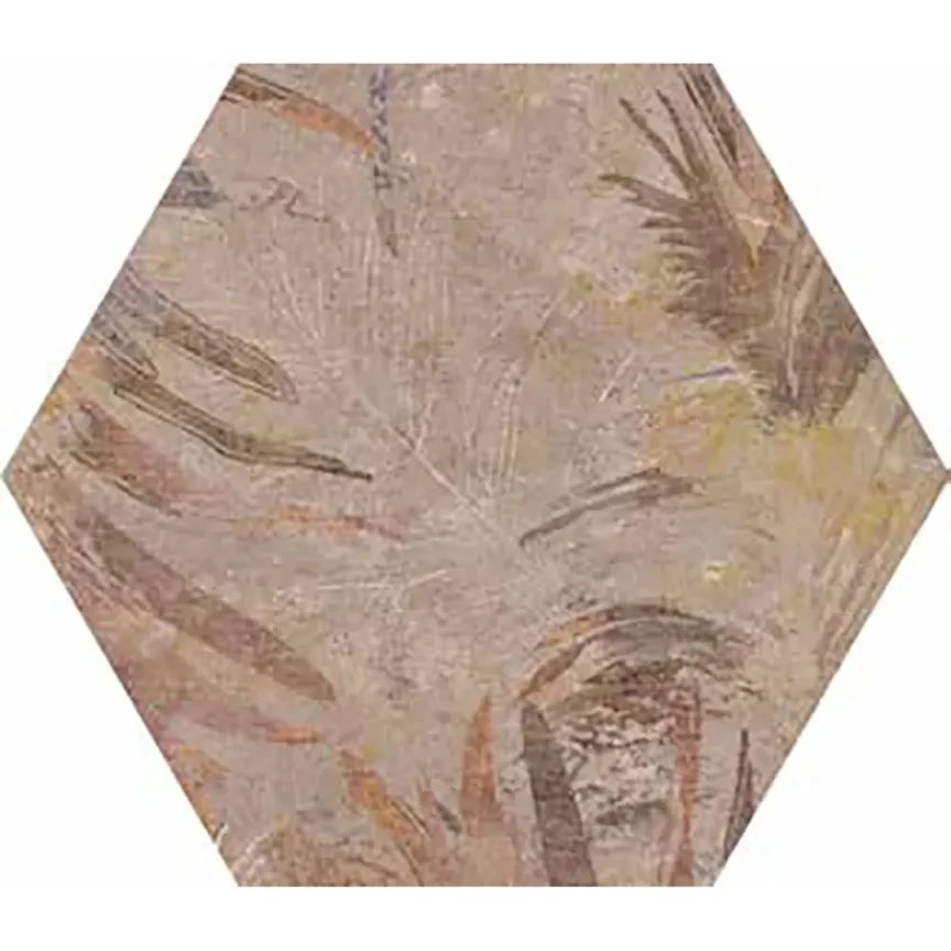 European Tiles Cotto Floral Decor Terracotta Matt Porcelain Hex Floor Tile 15x17.3cm detail view - Image 6