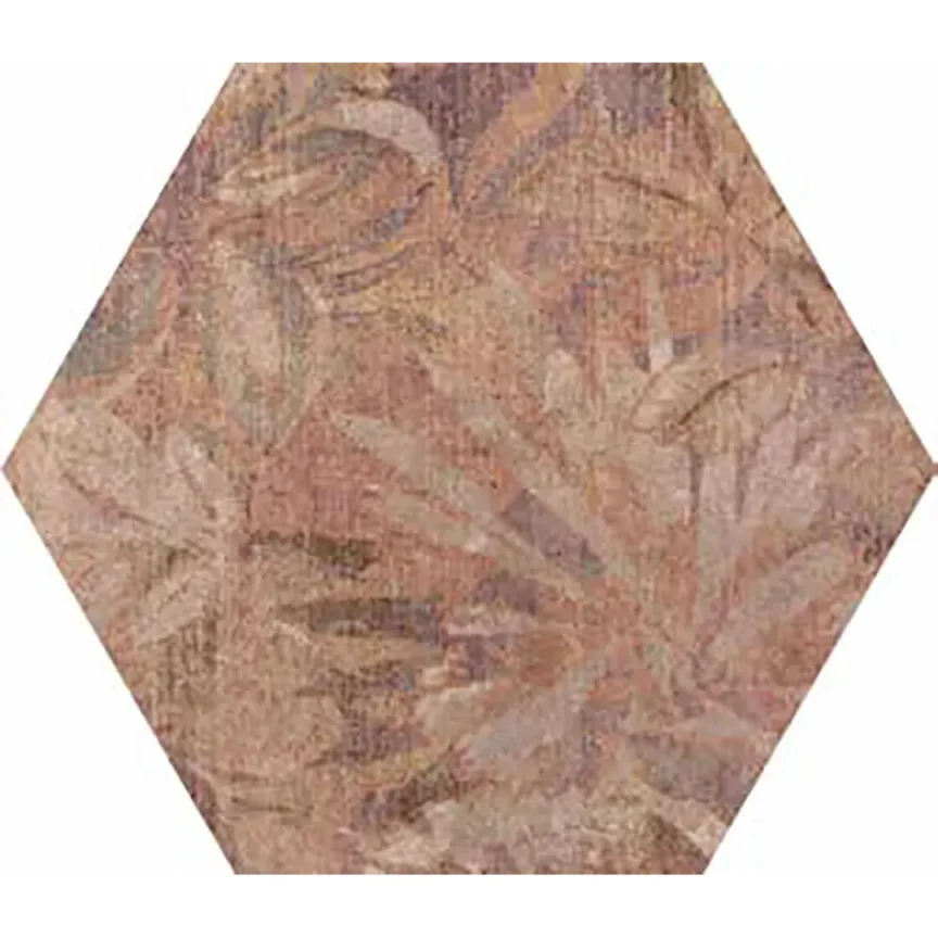 European Tiles Cotto Floral Decor Terracotta Matt Porcelain Hex Floor Tile 15x17.3cm detail view - Image 7