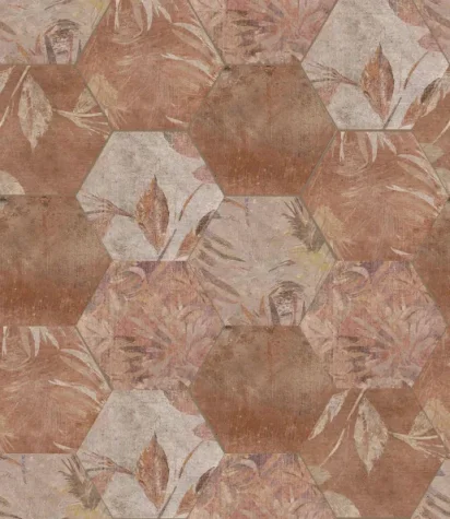 European Tiles Cotto Floral Decor Terracotta Matt Porcelain Hex Floor Tile 15x17.3cm detail view - Image 8