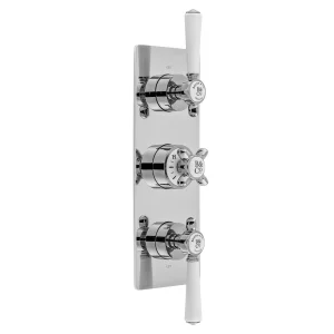 Booth & Co. 3 Outlet, 3 Handle Concealed Thermostatic Valve Chrome & White