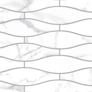 European Tiles Shaped Marble Wave Carrara Glossy Wall Tile 7.5x30cm