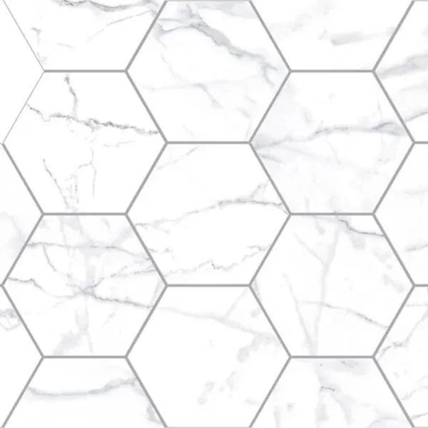 European Tiles Shaped Marble Hex Carrara Glossy Wall Tile 15x17.3cm