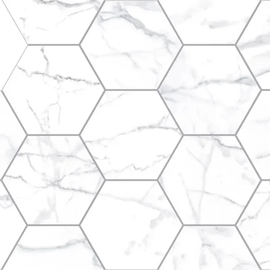 European Tiles Shaped Marble Hex Carrara Glossy Wall Tile 15x17.3cm product image - Image 1
