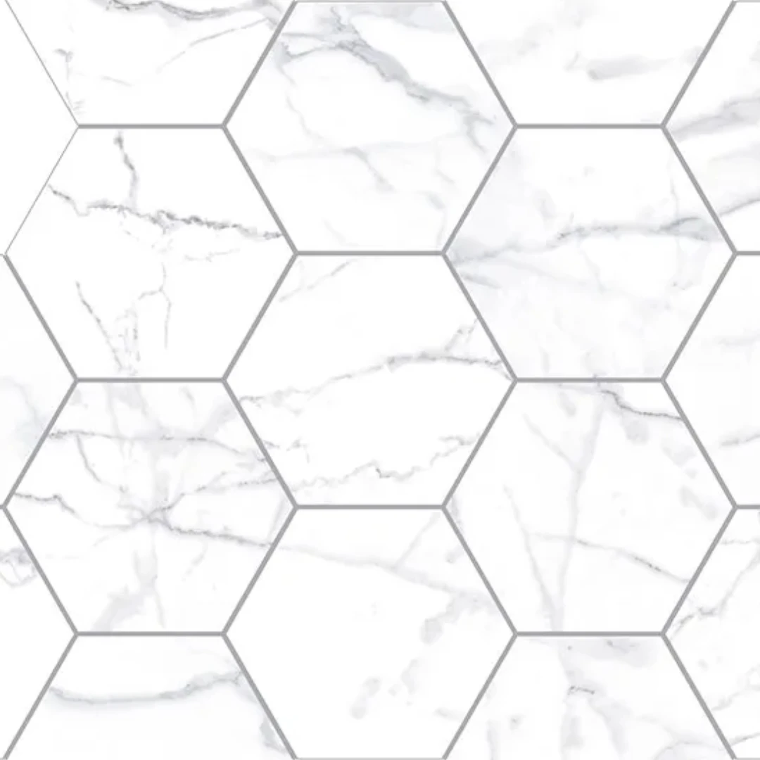 European Tiles Shaped Marble Hex Carrara Matt Wall Tile 15x17.3cm