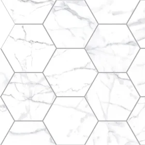 European Tiles Shaped Marble Hex Carrara Matt Wall Tile 15x17.3cm