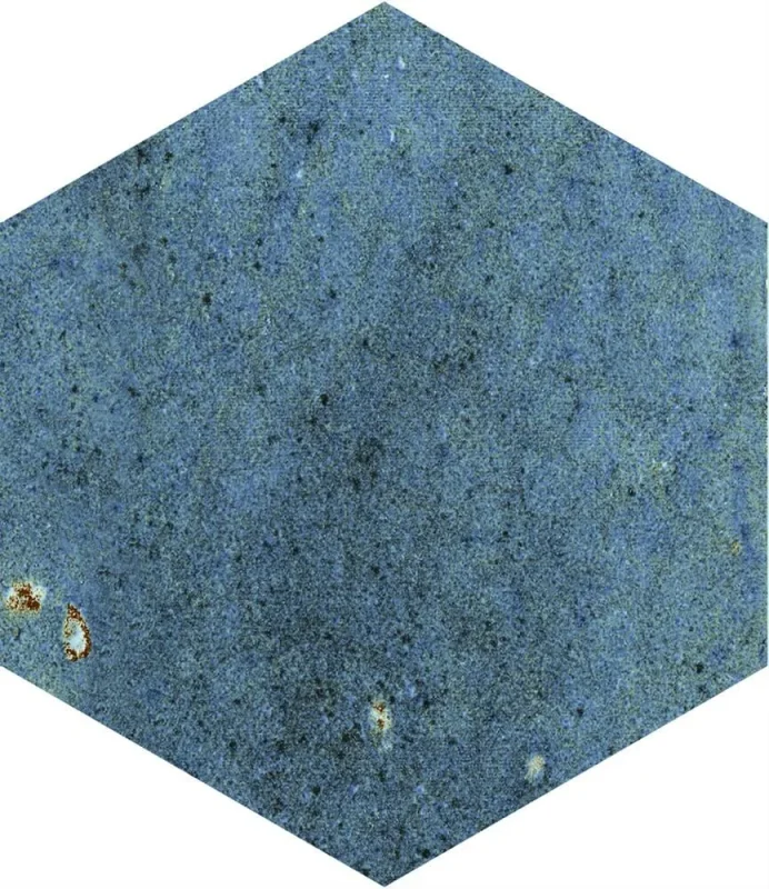 European Tiles Artisan Hex Blue Porcelain Matt Wall & Floor Tile 11.8x10.2cm detail view - Image 2