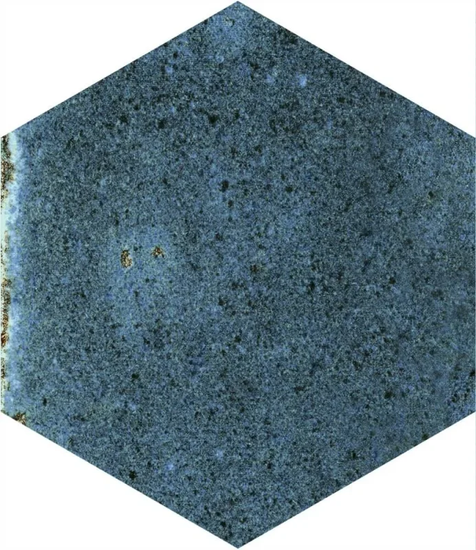 European Tiles Artisan Hex Blue Porcelain Matt Wall & Floor Tile 11.8x10.2cm detail view - Image 4
