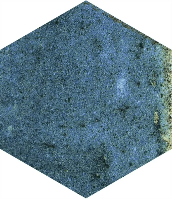 European Tiles Artisan Hex Blue Porcelain Matt Wall & Floor Tile 11.8x10.2cm detail view - Image 5