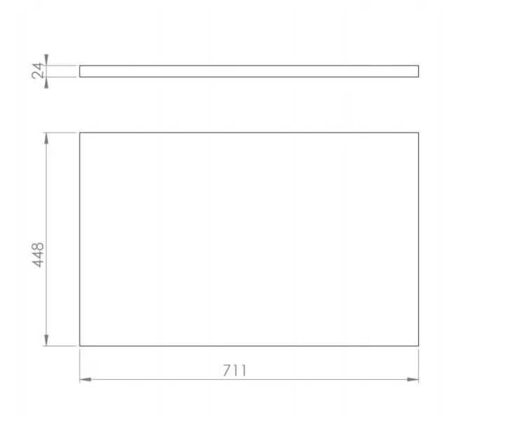 Saneux Austen 72cm Countertop - Matte White technical drawing - Image 2