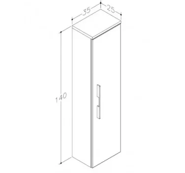 Saneux Austen Side Unit 1400 X 355 X 250Mm White technical drawing - Image 3
