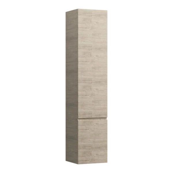 Laufen Tall Cabinet. 350 (w) X 335 (d) X 1650 (h)mm. With 4 Glass Shelves And Left Hinged Door. Bright Oak