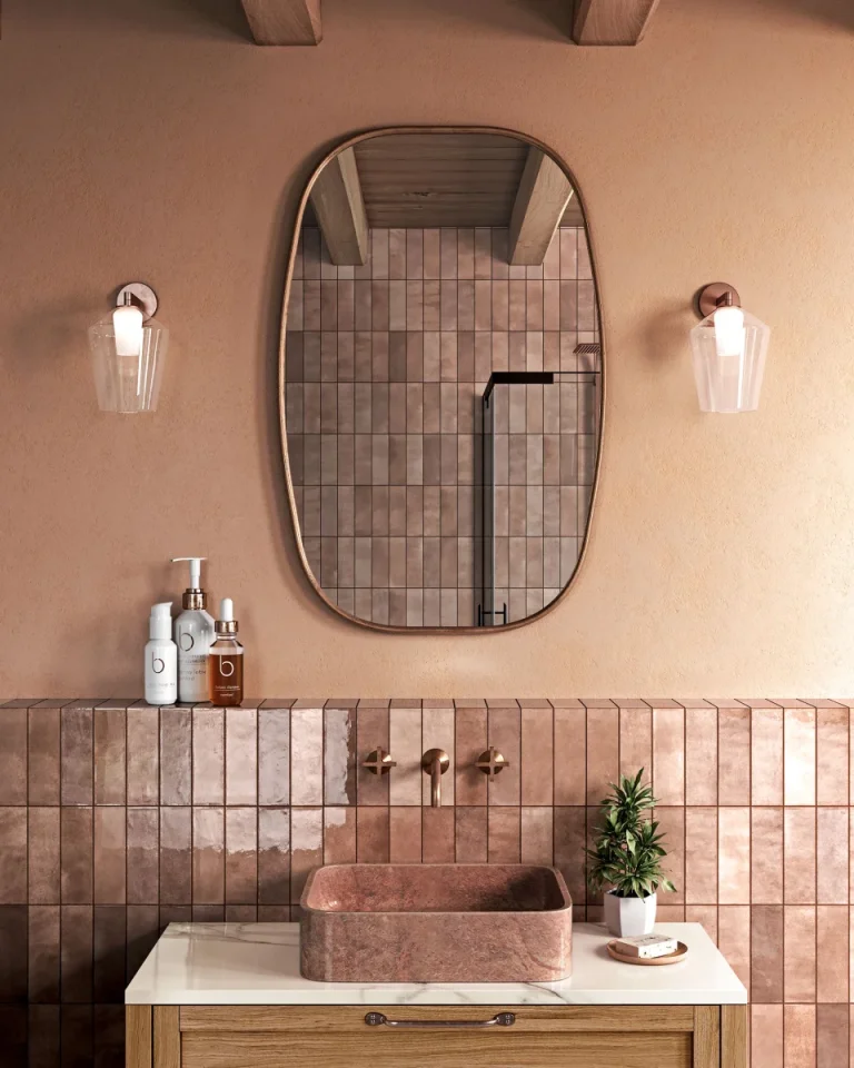 European Tiles Bliss Nude Glossy Wall Tile 6.5x20cm detail view - Image 2