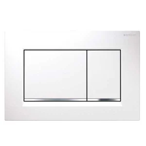 Geberit Sigma30 Square Flush Plate For Dual Flush - White With Gloss Chrome Detail
