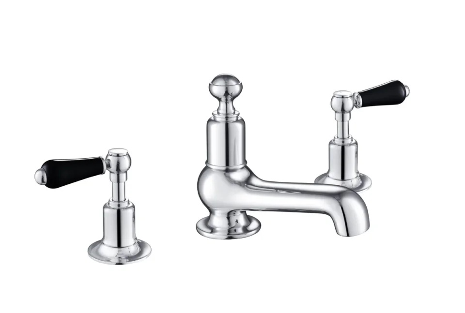 Just Taps Grosvenor Lever Three Hole Deck Mounted Basin Mixer Chrome product image - Image 1