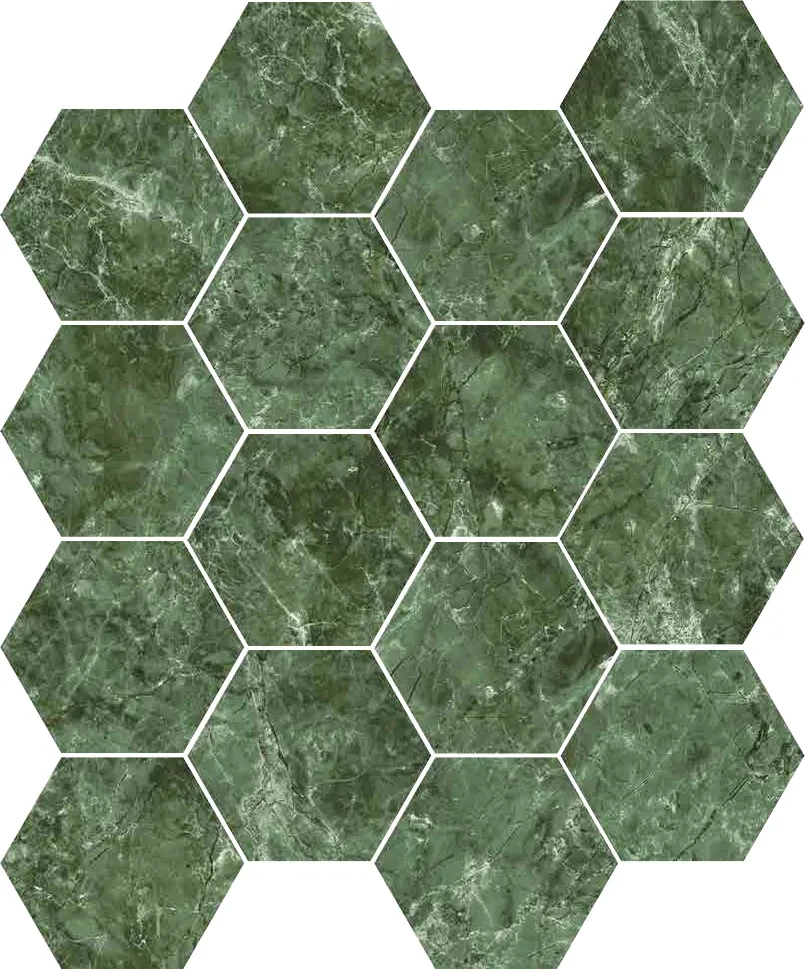 European Tiles Marmi Treviso Matte Tile Green Cube Hex 15 x 17,3cm