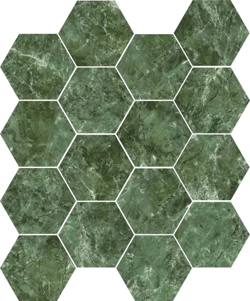 European Tiles Marmi Treviso Matte Tile Green Cube Hex 15 x 17,3cm
