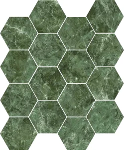 European Tiles Marmi Treviso Matte Tile Green Cube Hex 15 x 17,3cm
