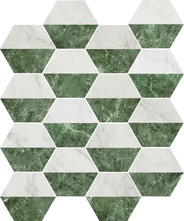 European Tiles Marmi Treviso Matte Tile Green Cube Hex 15 x 17,3cm product image - Image 1