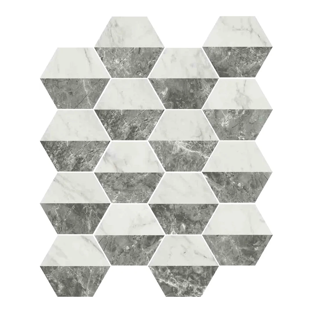 European Tiles Marmi Hex Decor Bianco Grigio Porcelain Matt Floor Tile 15x17.3cm