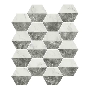 European Tiles Marmi Hex Decor Bianco Grigio Porcelain Matt Floor Tile 15x17.3cm