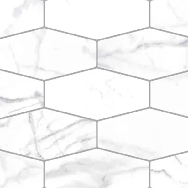 European Tiles Shaped Marble Hex Carrara Glossy Wall Tile 10x20cm