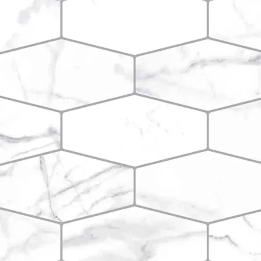 European Tiles Shaped Marble Hex Carrara Glossy Wall Tile 10x20cm product image - Image 1